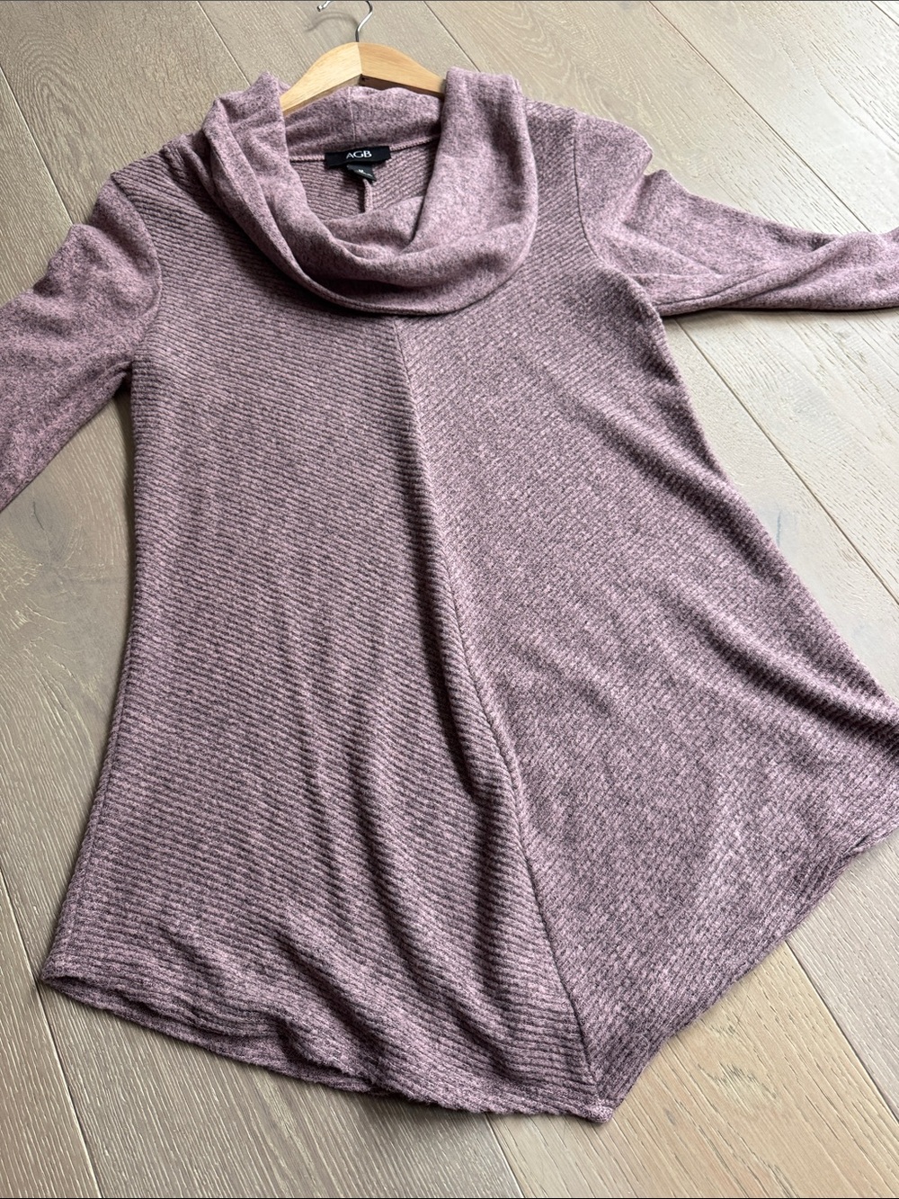AGB Women's Cowl Neck Sweater in Mauve Heather